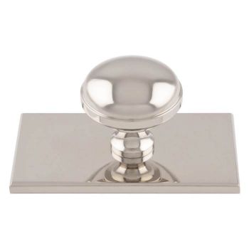 	Warwick Cabinet Knob on a Square Backplate in Polished Nickel- BP750PN76PN