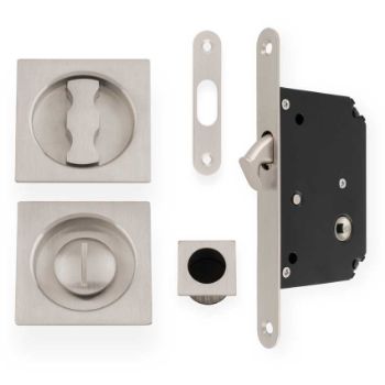 Square Sliding Door Lock Set -Satin Nickel - AW111RSN Picture of Square Sliding Door Lock Set -Satin Nickel - AW111RSN