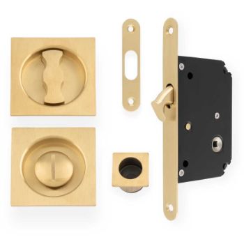 Square Sliding Door Lock Set -Satin Brass - AW111RSBPVD Picture of Square Sliding Door Lock Set -Satin Brass - AW111RSBPVD