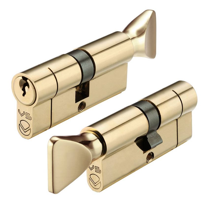 Picture of Euro Cylinder and Turn KTD - Polished Brass- V5EPCTPB