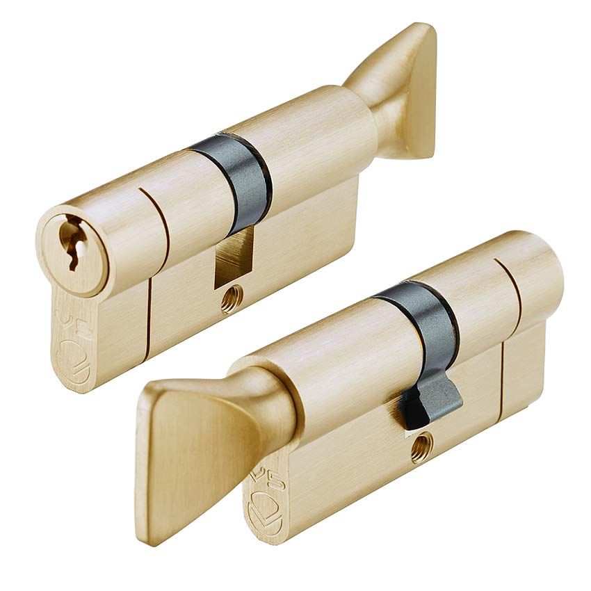 Picture of Euro Cylinder and Turn KTD - Satin Brass- V5EPCTSBKTD