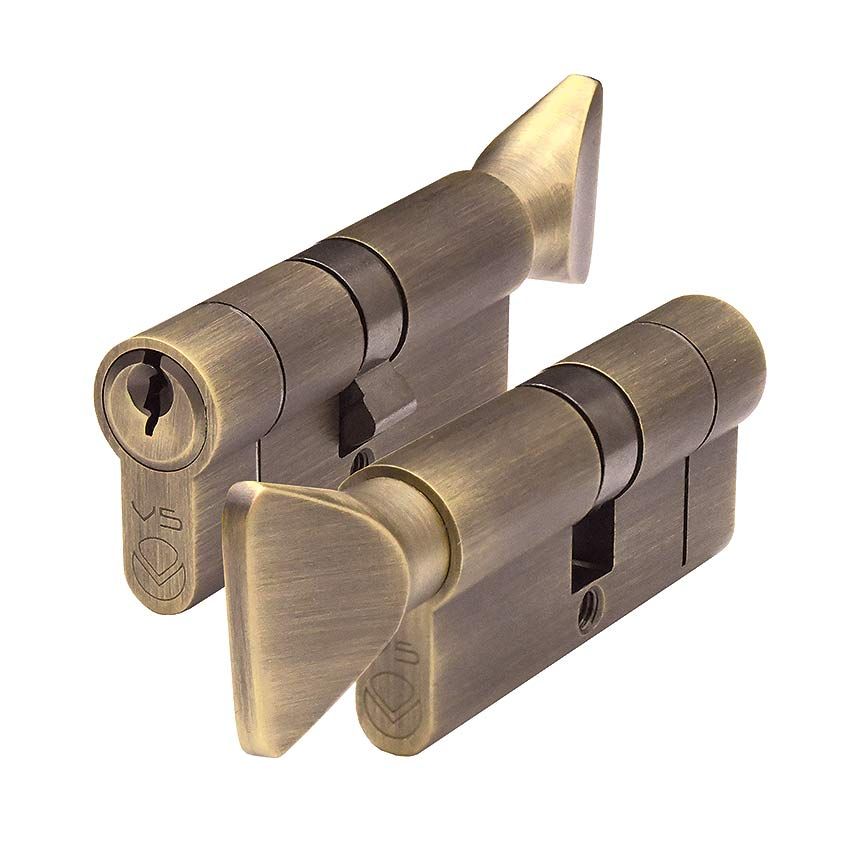 Picture of Master Keyed Euro Cylinder and Turn - Antique Brass - V5EPCTABMK1