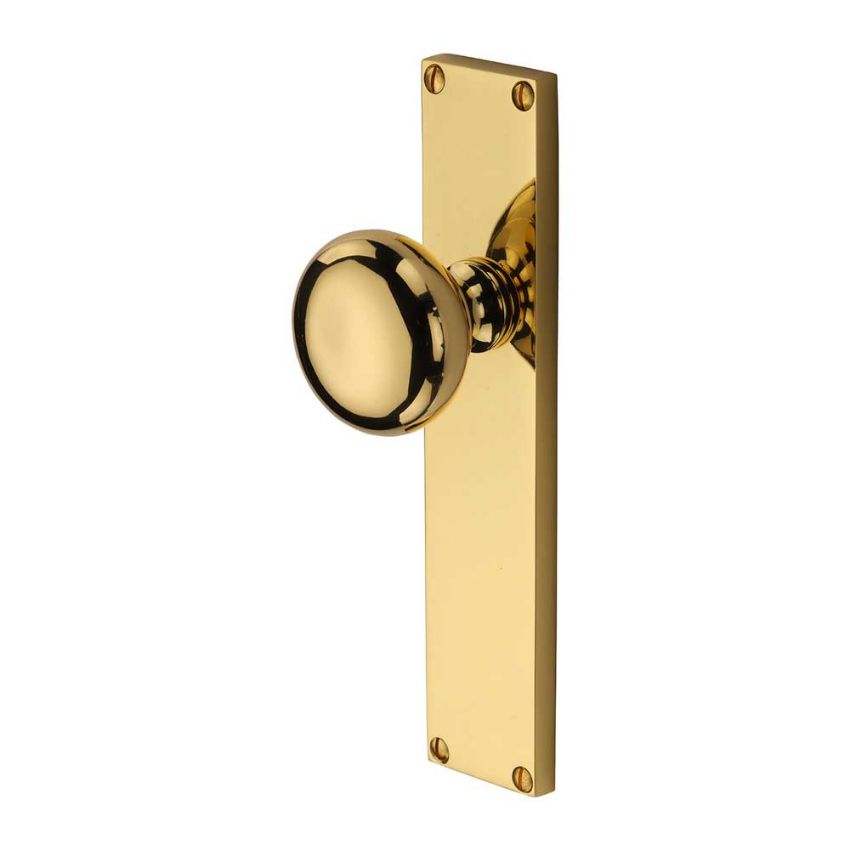 Picture of Victoria Mortice Knob On A Plate In Polished Brass - V9410-PB (GP)