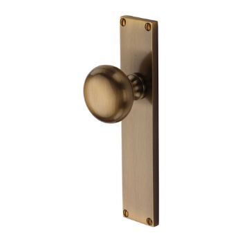 Victoria Mortice Knob On A Plate In Antique Brass - V9410-AT (GP) Picture of Victoria Mortice Knob On A Plate In Antique Brass - V9410-AT (GP)