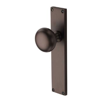 Picture of Victoria Mortice Knob on a Latch Plate In Matt Bronze - V9410-MB Picture of Victoria Mortice Knob on a Latch Plate In Matt Bronze - V9410-MB