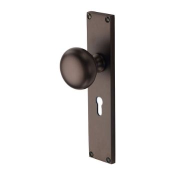 Picture of Victoria Mortice Knob On A Lock Plate In Matt Bronze - V9400-MB Picture of Victoria Mortice Knob On A Lock Plate In Matt Bronze - V9400-MB