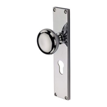 Picture of Victoria Mortice Knob On A Euro Cylinder Lock Plate In Polished Chrome - V9448-PC Picture of Victoria Mortice Knob On A Euro Cylinder Lock Plate In Polished Chrome - V9448-PC