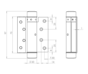 Picture of Single Action Steel Spring Hinge in a Brass Plated Finish - HB3003-PB