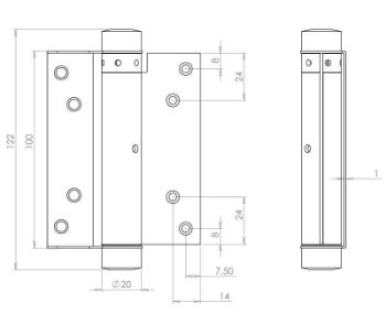 Picture of Single Action Steel Spring Hinge in a Brass Plated Finish - HB3003-PB