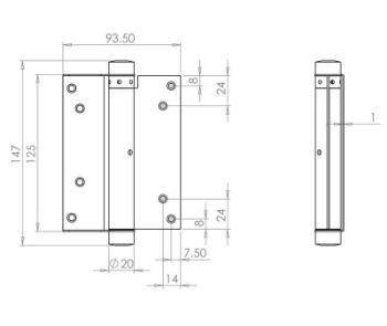 Picture of Single Action Steel Spring Hinge in a Brass Plated Finish - HB3003-PB