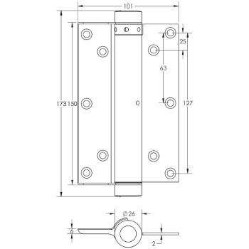 Picture of Single Action Steel Spring Hinge in a Brass Plated Finish - HB3003-PB