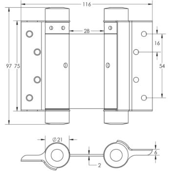 Picture of Double Action Steel Spring Hinge in Polished Brass - HB3005-PB