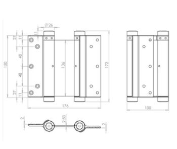Picture of Double Action Steel Spring Hinge in Polished Brass - HB3005-PB