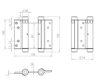 Picture of Double Action Steel Spring Hinge in Silver - HG3005-GY