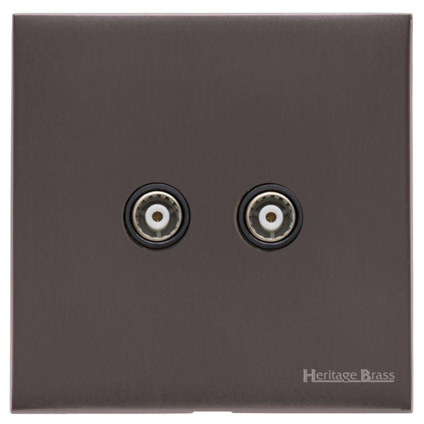 Picture of 2 Gang TV Coaxial Socket - Black - W09.681.BK