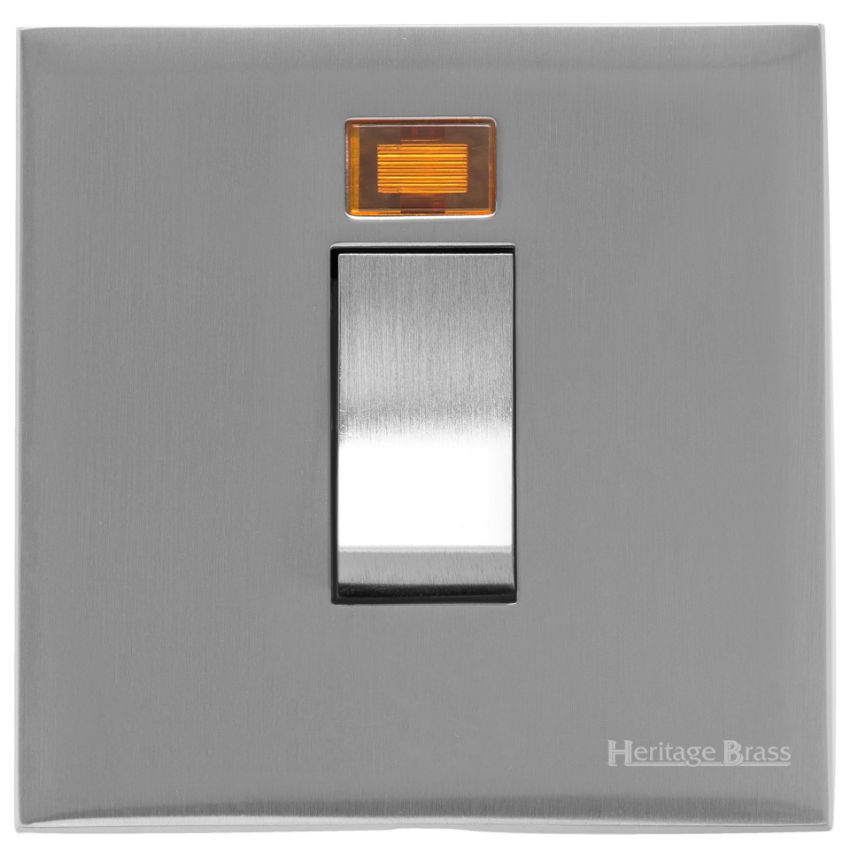 Picture of 45A DP Cooker Switch with Neon (single plate) - Satin Chrome - W35.263.SCBK
