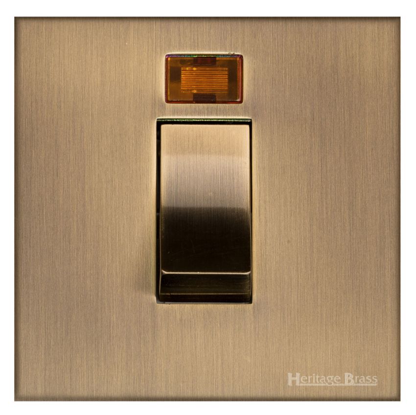 Picture of 45A DP Cooker Switch with Neon (single plate) - Antique Brass - W91.263.ABBK