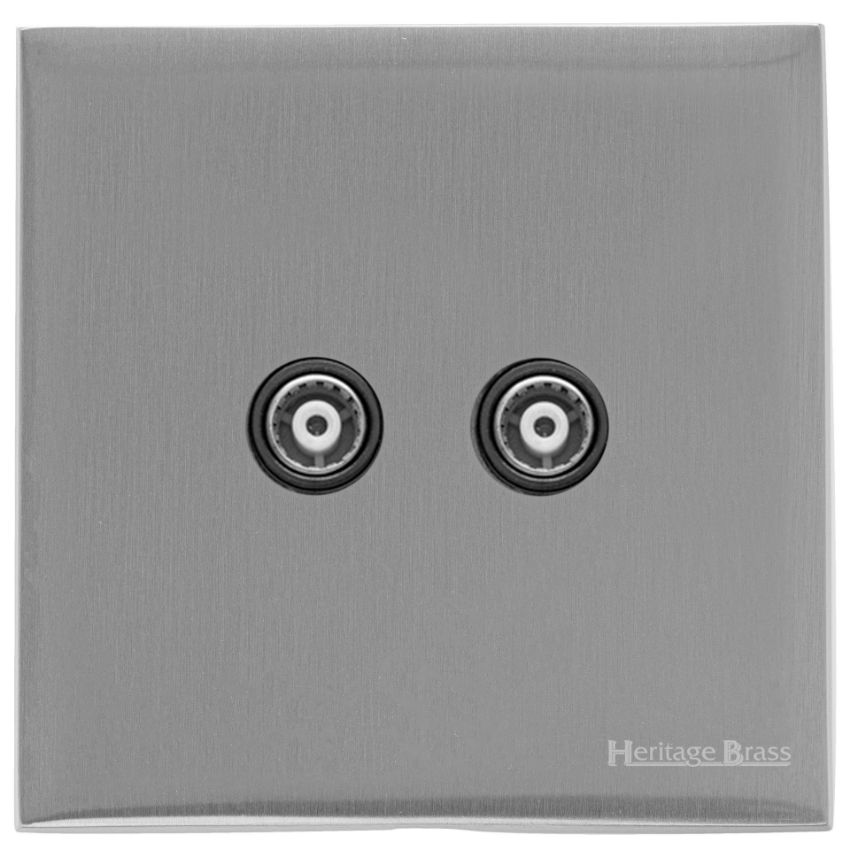 Picture of 2 Gang TV Coaxial Socket - Satin Chome - W35.681.BK