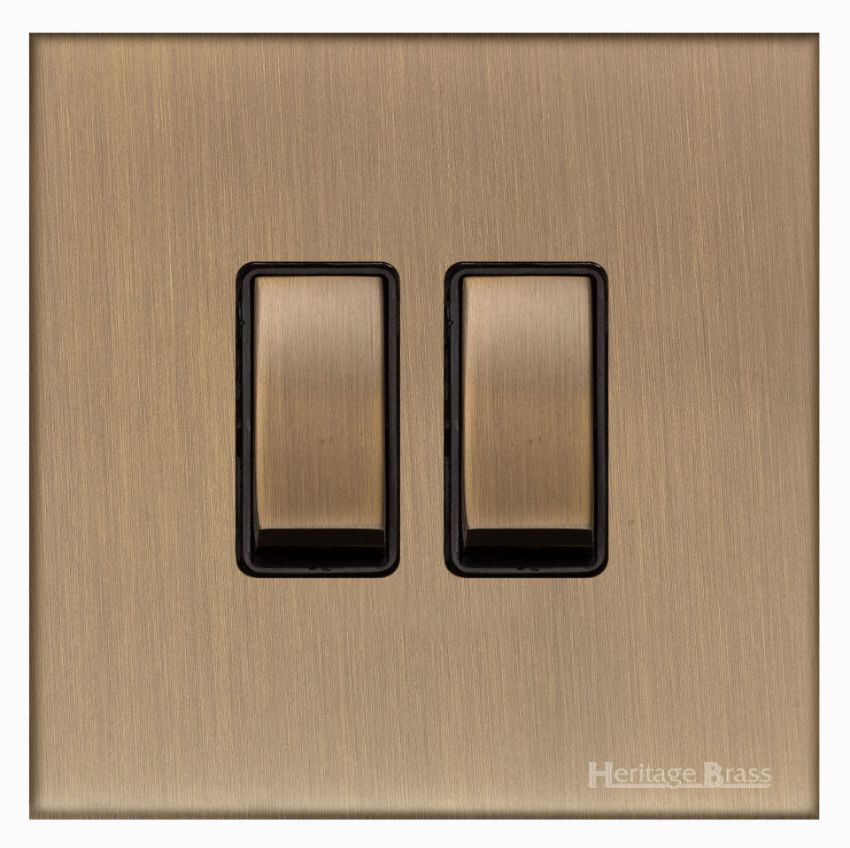 Picture of 2 Gang Rocker Switch (10 Amp) - Antique Brass - W91.510.ABBK