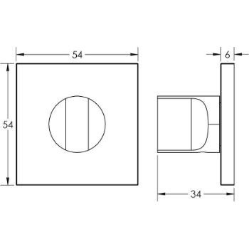 Picture of CR-802 Satin Stainless Steel Thumb Turn & Lock Square Rose w/ Indicator - CR-802BK7SSS