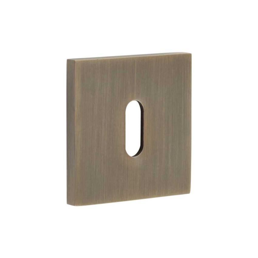 Picture of CR-T10 Antique Brass Standard Keyway Square Rose Escutcheon - CR-T10AB