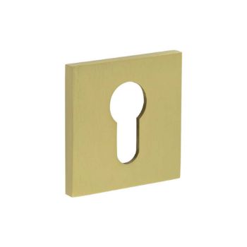 Picture of CR-U10 Satin Brass Euro Keyway Square Rose Escutcheon - CR-U10SB