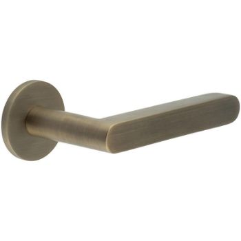 Picture of CR-101 Antique Brass Sprung Round Rose Door Handle - CR-101A1AB
