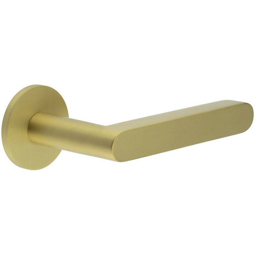 Picture of CR-101 Satin Brass Sprung Round Rose Door Handle - CR-101A1SB