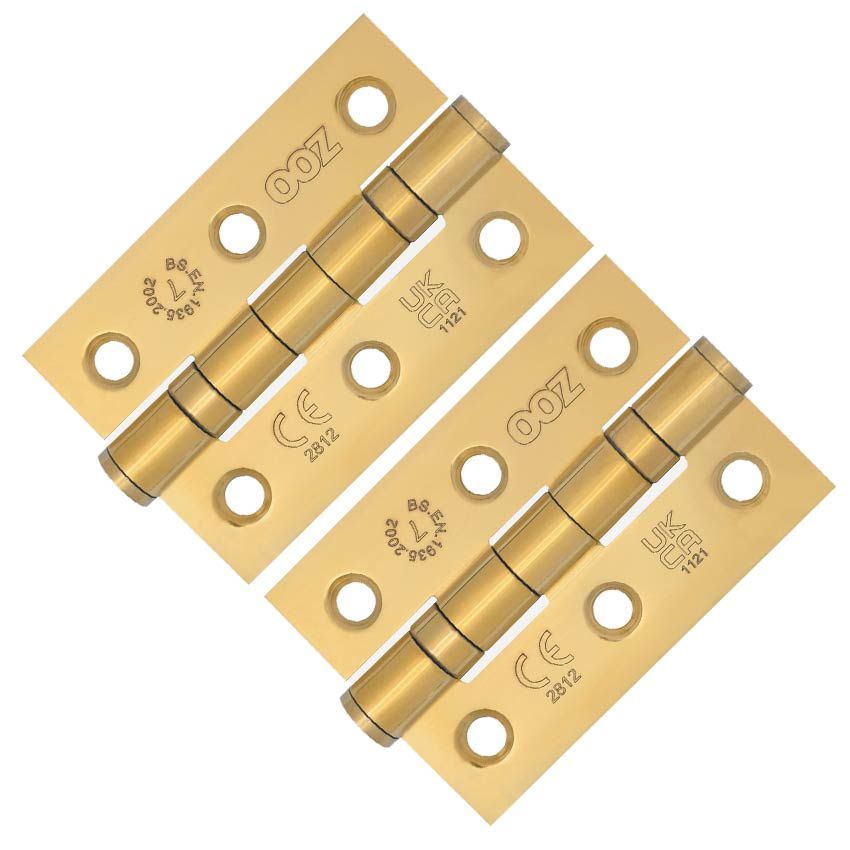 Picture of Grade 7 - 76mm x 50mm x 2mm Ball Bearing Hinge In PVD Brass Finish - ZHSS232-FD-PVDPB