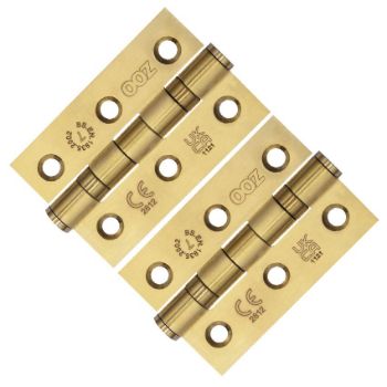 Grade 7 - 76mm x 50mm x 2mm Ball Bearing Hinge In PVD Satin Brass - ZHSS232-FD-PVDSB Picture of Grade 7 - 76mm x 50mm x 2mm Ball Bearing Hinge In PVD Satin Brass - ZHSS232-FD-PVDSB