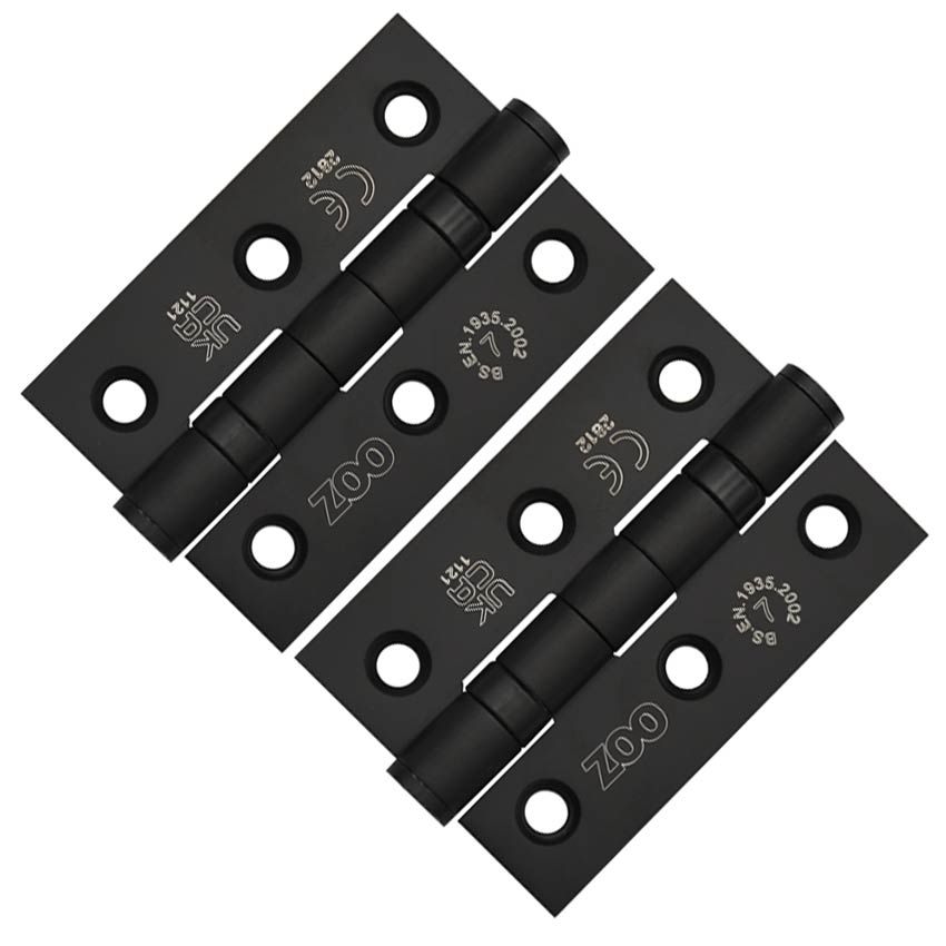 Picture of Grade 7 - 76mm x 50mm x 2mm Ball Bearing Hinge In Matt Black - ZHSS232-FD-MB