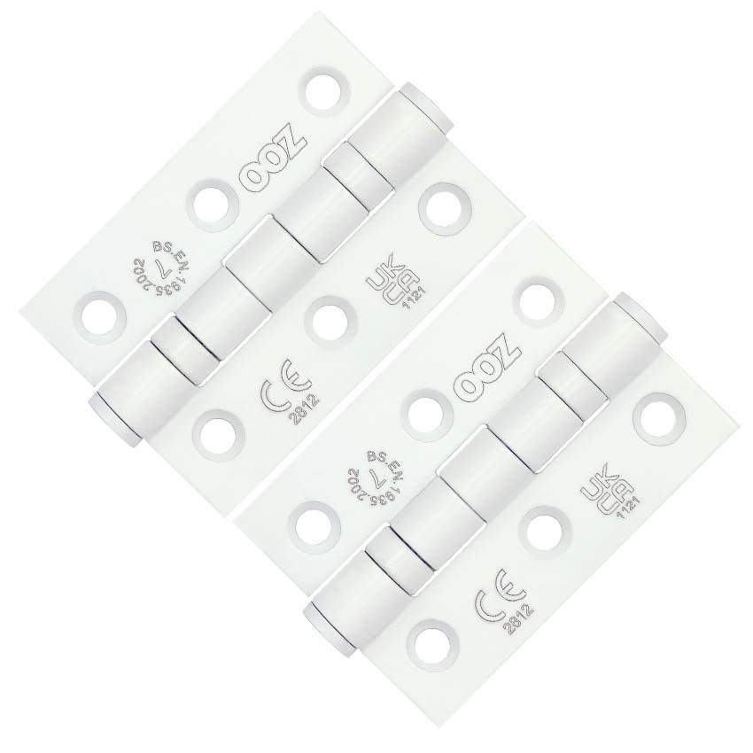 Picture of Grade 7 - 76mm x 50mm x 2mm Ball Bearing Hinge In Powder Coat White - ZHSS232-FD-PCW