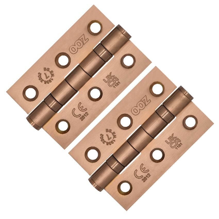 Picture of Grade 7 - 76mm x 50mm x 2mm Ball Bearing Hinge In PVD Bronze Finish - ZHSS232-FD-PVDBZ