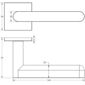 Picture of CR-101 Satin Brass Sprung Square Rose Door Handle - CR-101B1SB