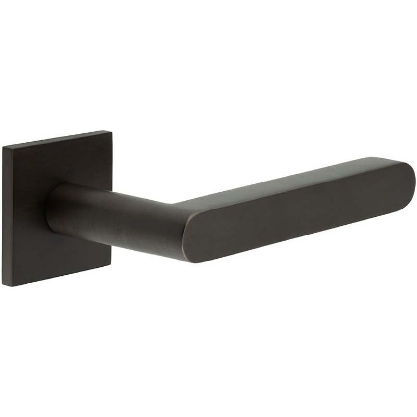 Picture of CR-101 Dark Bronze Sprung Square Rose Door Handle - CR-101B1DB