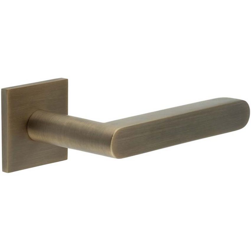 Picture of CR-101 Antique Brass Sprung Square Rose Door Handle - CR-101B1AB