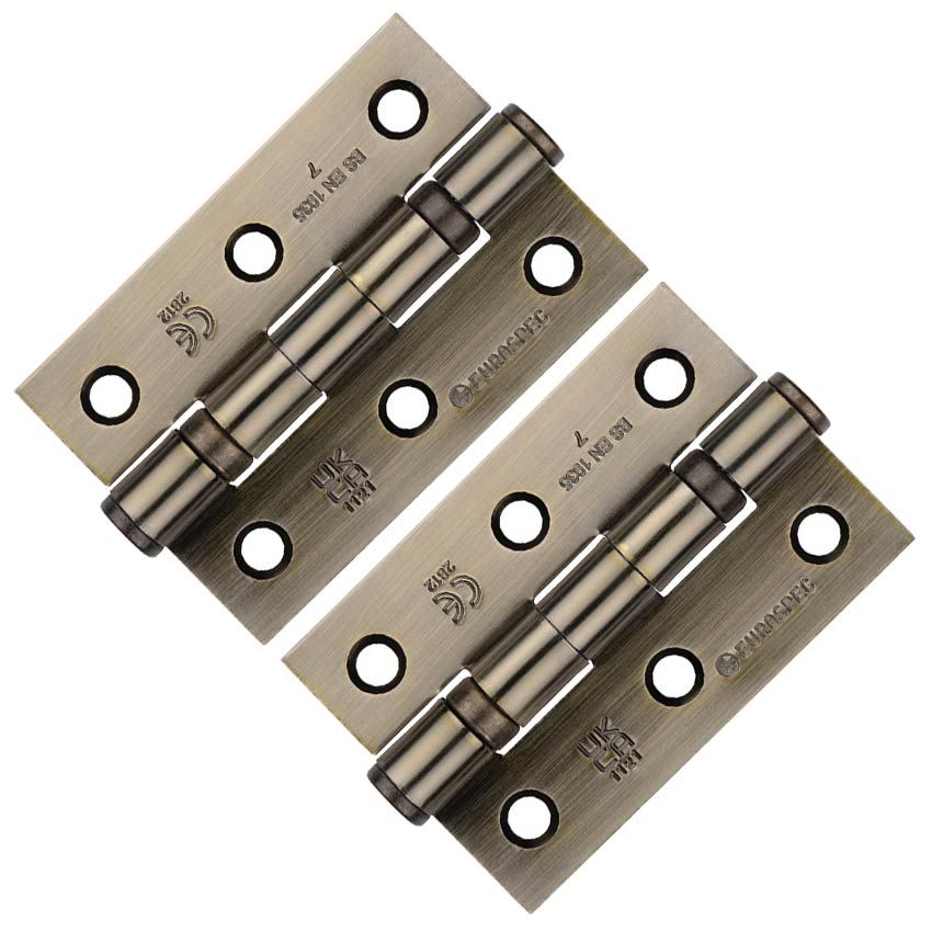 Picture of Grade 7 - 76mm x 50mm x 2mm Ball Bearing Hinge In Antique Brass Finish - HIN13227AB