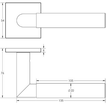 Picture of CR-102 Dark Bronze Sprung Square Rose Door Handle - CR-102B1DB