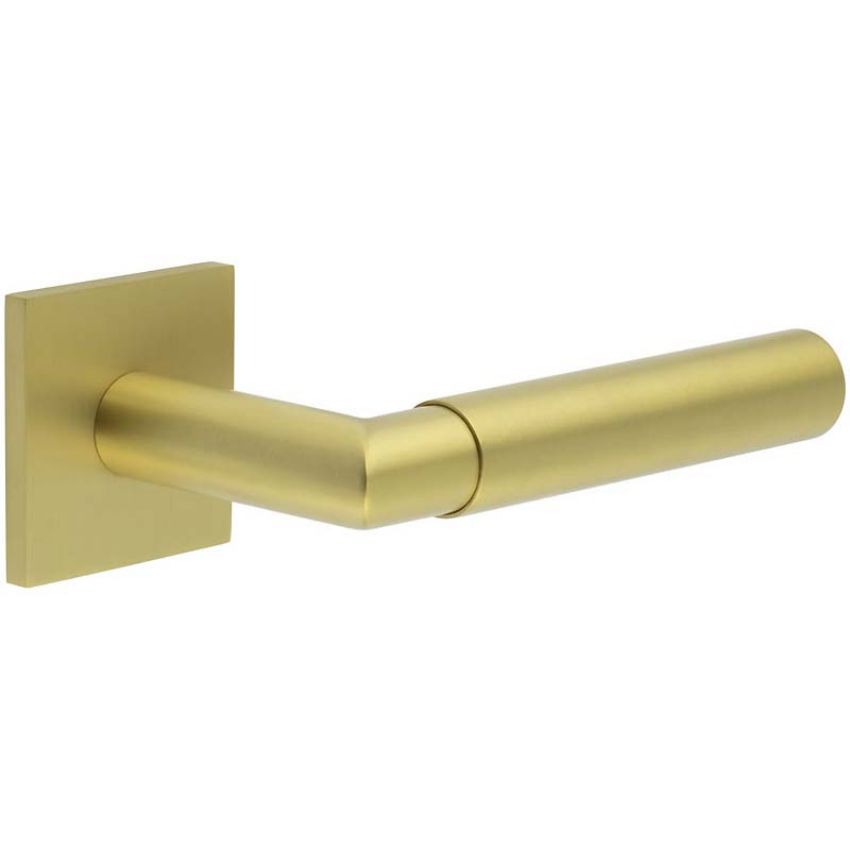 Picture of CR-102 Satin Brass Sprung Square Rose Door Handle - CR-102B1SB
