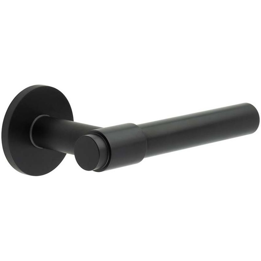 Picture of CR-103 Black Sprung Round Rose Door Handle - CR-103A1MB
