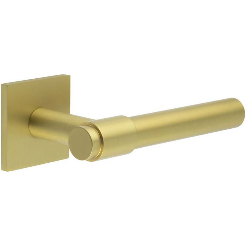 Picture of CR-103 Satin Brass Sprung Square Rose Door Handle - CR-103B1SB