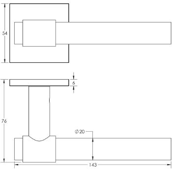 Picture of CR-103 Dark Bronze Sprung Square Rose Door Handle - CR-103B1DB