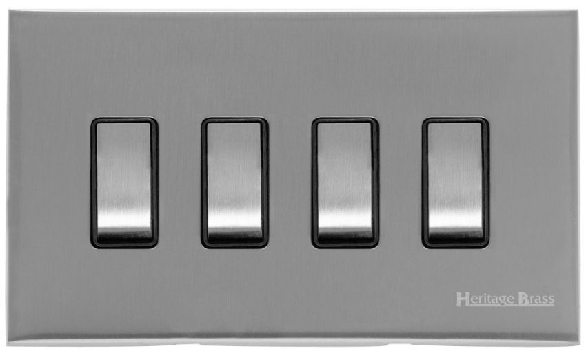 Picture of 4 Gang Rocker Switch (10 Amp) In Satin Chrome - W35.530.SCBK