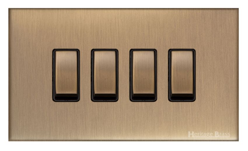 Picture of 4 Gang Rocker Switch (10 Amp) In Antique Brass - W91.530.ABBK