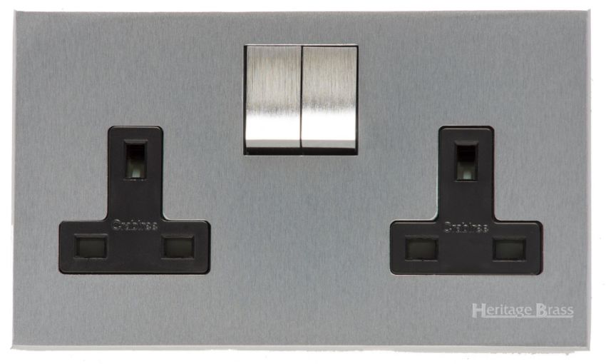 Picture of Double Socket (13 Amp) In Satin Chrome - W35.250.SCBK