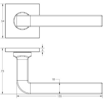 Picture of CR-104 Dark Bronze Sprung Square Rose Door Handle - CR-104B1DB