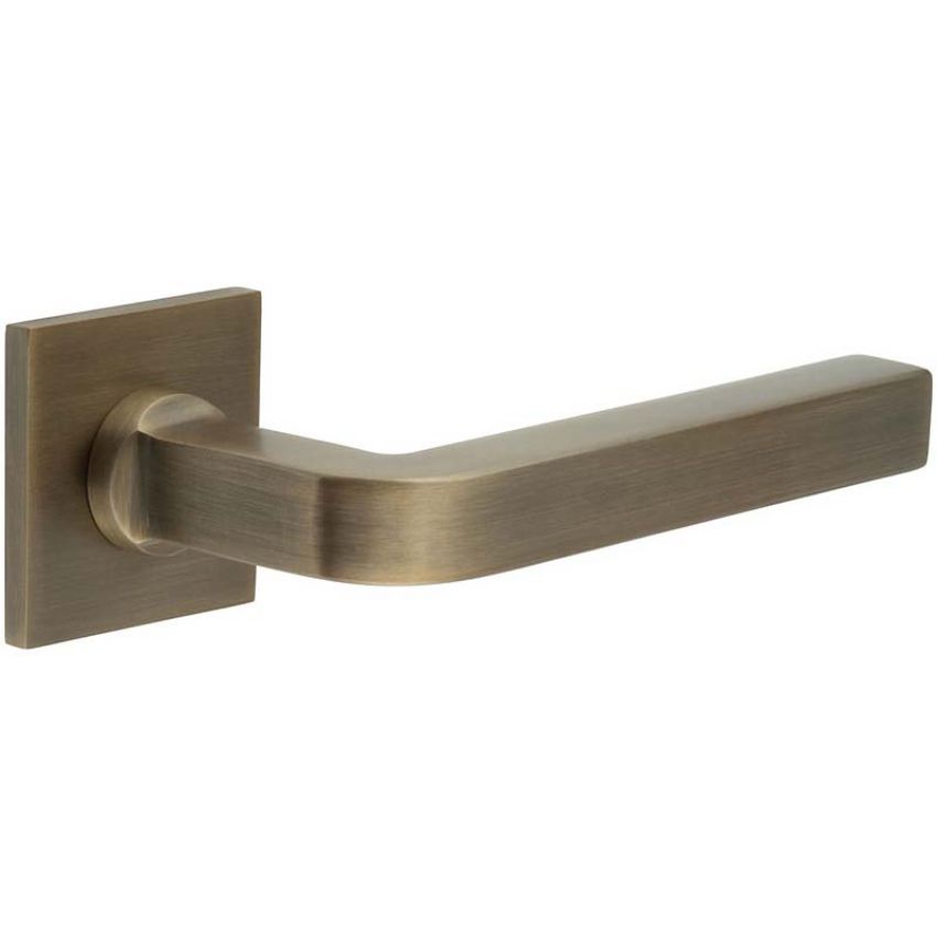 Picture of CR-104 Antique Brass Sprung Square Rose Door Handle - CR-104B1AB