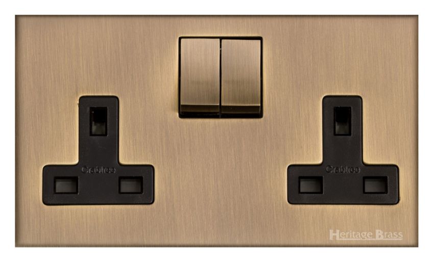 Picture of Double Socket (13 Amp) In Antique Brass - W91.250.ABBK