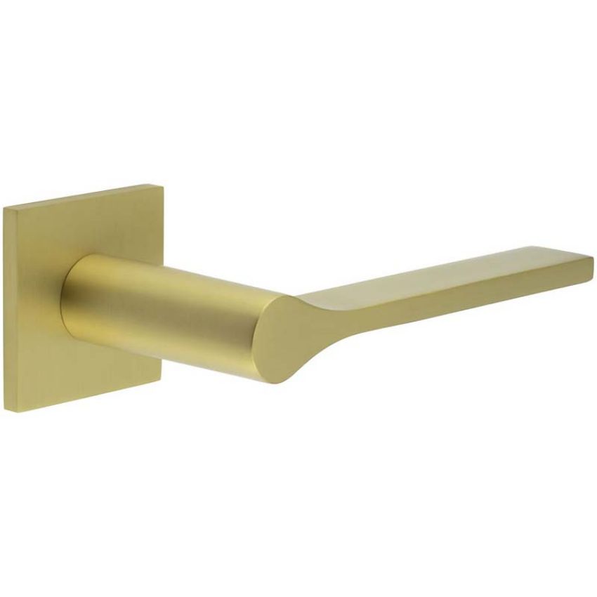 Picture of CR-105 Satin Brass Sprung Square Rose Door Handle - CR-105B1SB