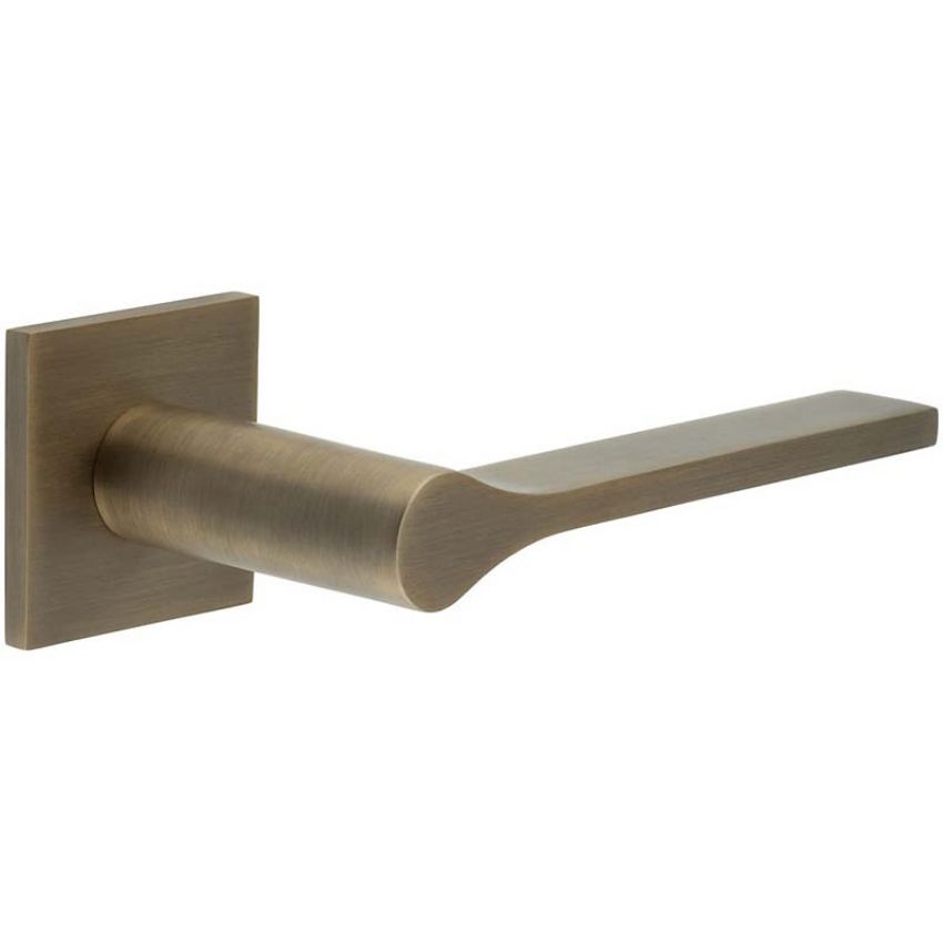 Picture of CR-105 Antique Brass Sprung Square Rose Door Handle - CR-105B1AB